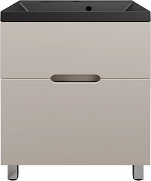 Style Line Тумба с кварцевой раковиной антрацит Матис 60 крем – фотография-1